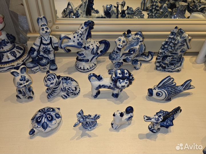 Фигурки гжель 35 штук