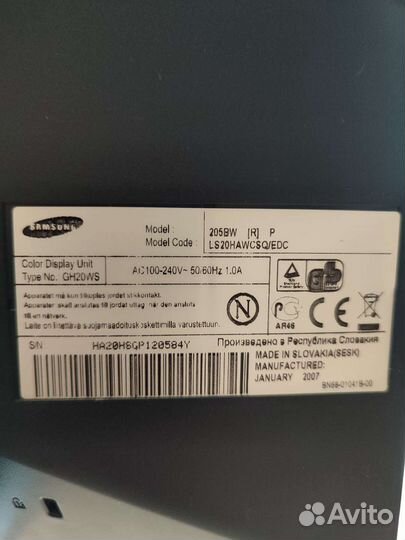 Монитор Samsung syncmaster 205BW