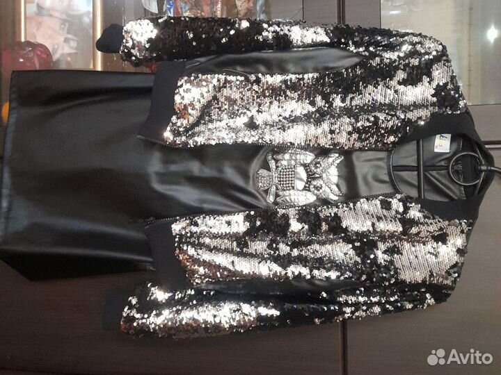 Комплект для девочки р. 152 сарафан +бомбер кожа