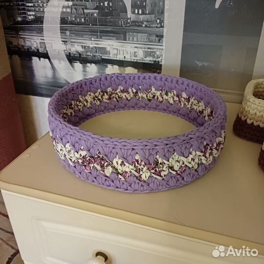 Большая корзинка из хлопковой пряжи