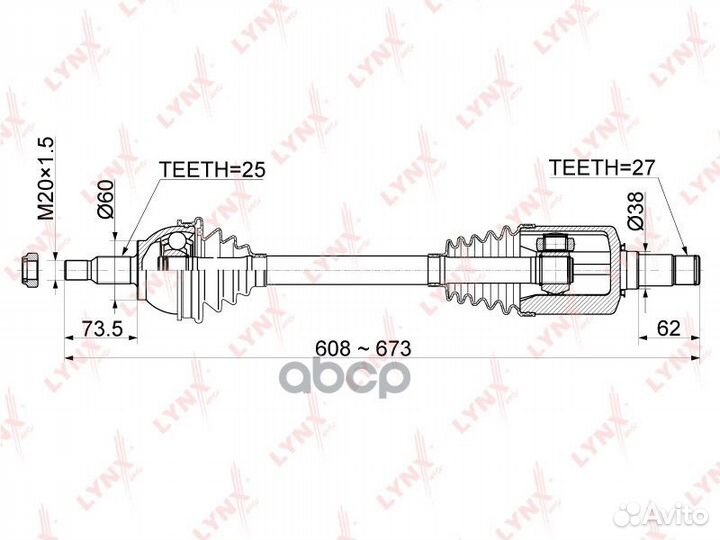 Привод в сборе перед лев CD1078 lynxauto