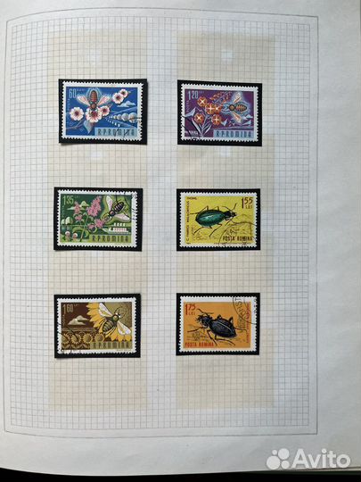 Марки с бабочками и насекомыми. Альбом 60 стр