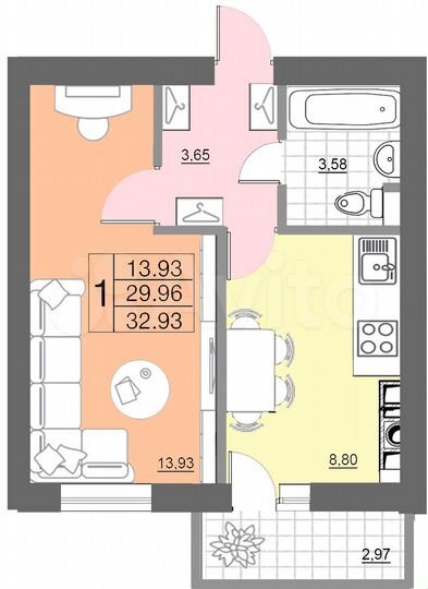 1-к. квартира, 33 м², 5/10 эт.