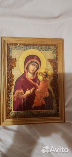 Икона с янтарем