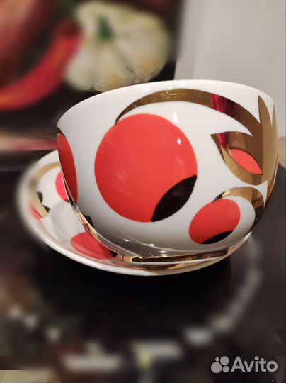 Чайная пара Вербилки Золотой завиток гигант СССР