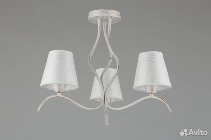 Люстра металл и текстиль в спальню модерн