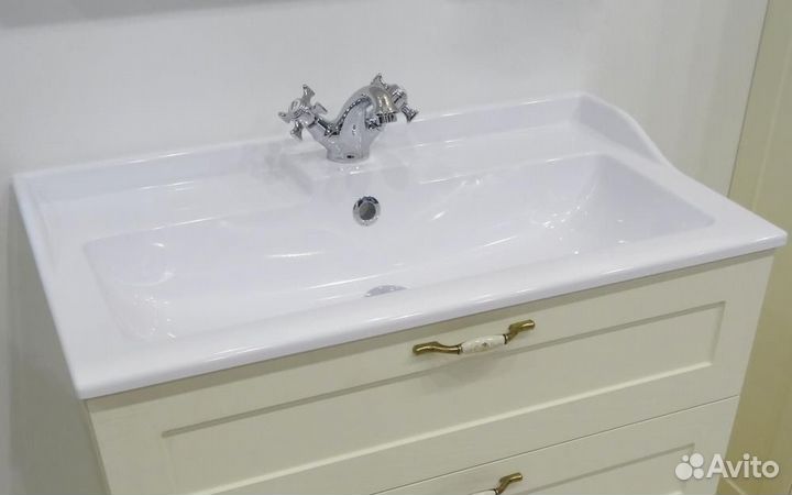 Тумба с раковиной aquaton Леон 80 дуб белый