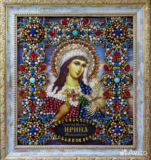 Иконы вышитые хрустальными камнями именные