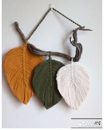 Настенное панно макраме листья