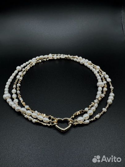 Чокер колье из натурального жемчуга