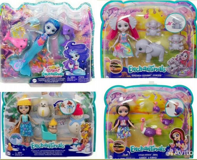 Кукла Enchantimals с семьёй питомцев новое