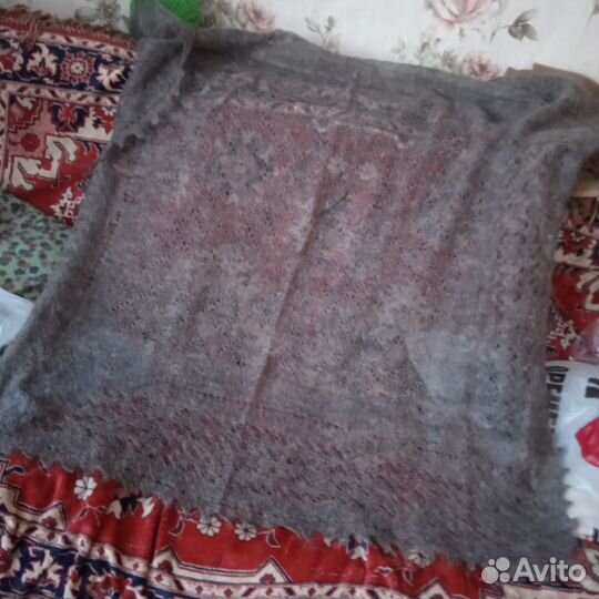 Пуховый новый Оренбургский серый платок