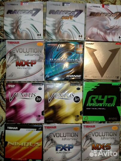 Накладки Tibhar, Yasaka, Donic, TSP, Xiom, Andro