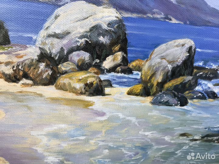 Картина маслом Корабль заходит в гавань 40х70