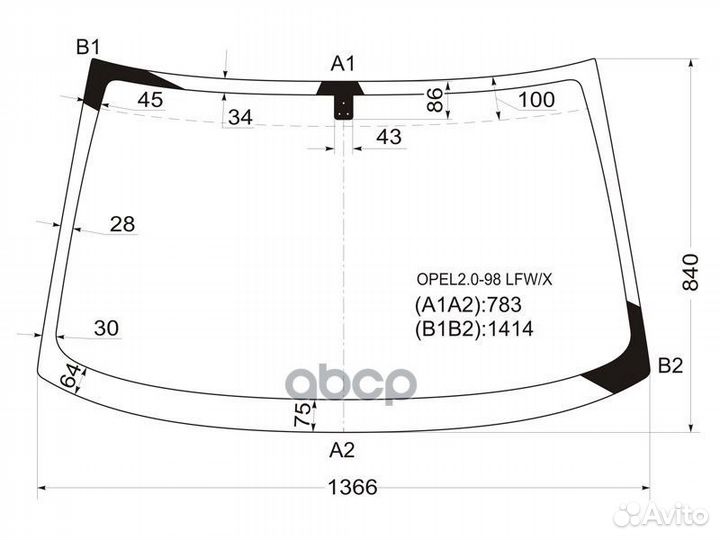Стекло лобовое в клей opel vectra B 4D SED, 5D