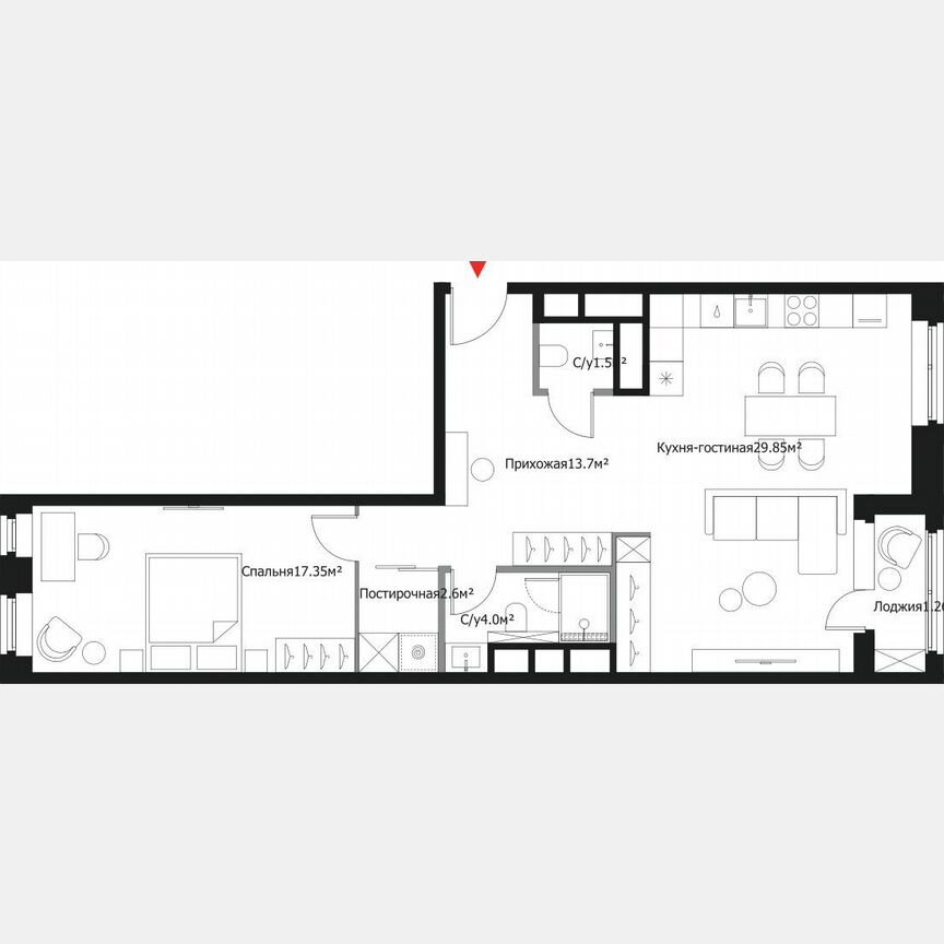 1-к. квартира, 70,3 м², 4/20 эт.