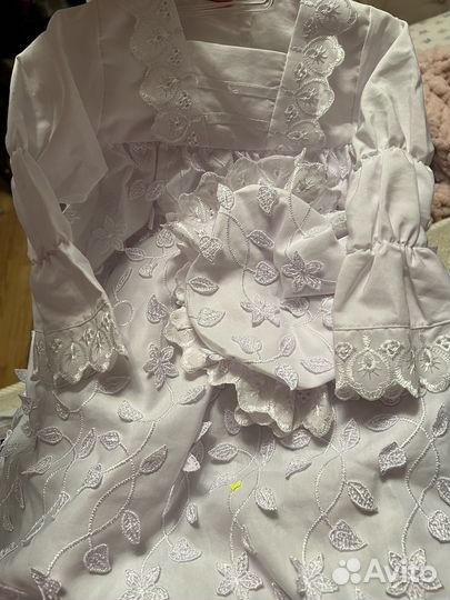 Платье на крещение крестильный набор 0-6 мес