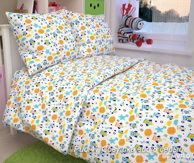 Постельное белье детское из бязи 120г Совушки серы