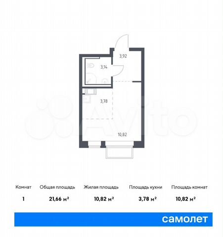 Квартира-студия, 21,7 м², 13/17 эт.