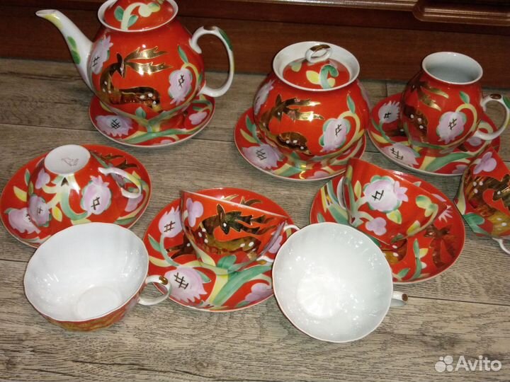 Сервиз чайный СССР,золотой олень