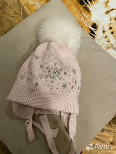 Шапка зимняя шерсть натуральный помпон
