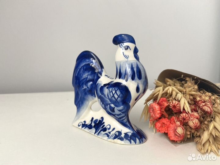 Петушок гжель фигурка, петух сувенир статуэтка
