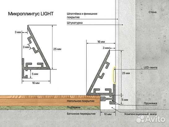 Микроплинтус L Г щелевой анодир-ый 2,4 м