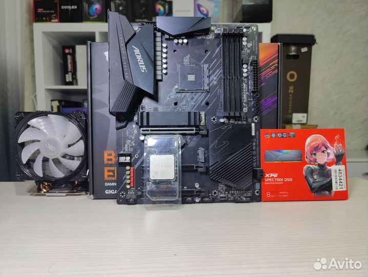 Комплект r5 5600x+b550 aorus+32gb ddr4+кулер