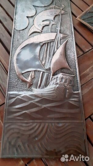 Чеканка Винтаж СССР Парусник Корабль