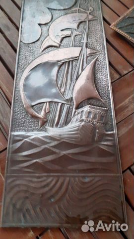 Чеканка Винтаж СССР Парусник Корабль