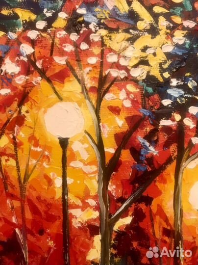 Картина маслом на холсте пейзаж осень