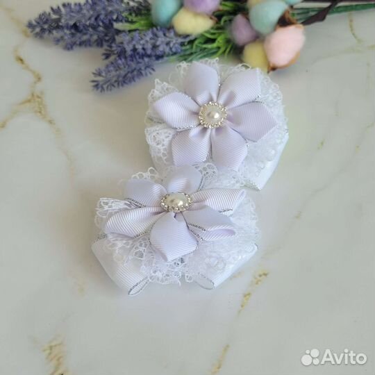 Белые банты для волос