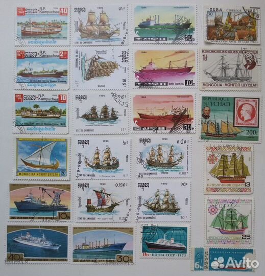 Почтовые марки 128 штук Корабли