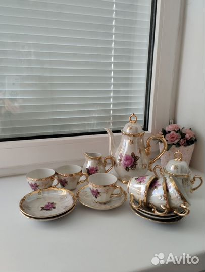 Сервиз кофейный из тонкого фарфора 6 персон СССР