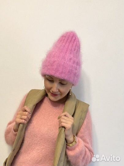 Шапка с заострённой макушкой пух норки