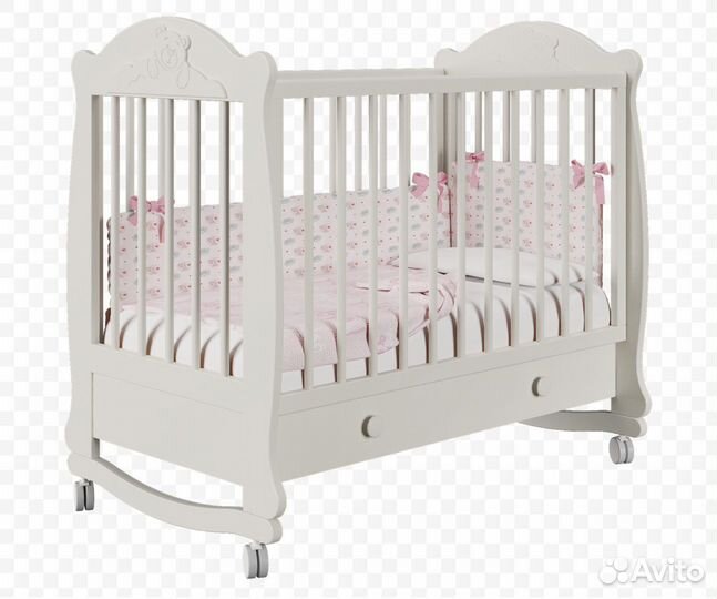 Детская кроватка с маятником и ящиком+матрас