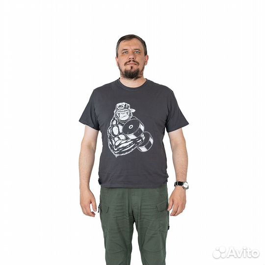 62786Футболка Горилла с гантелей темно-серый