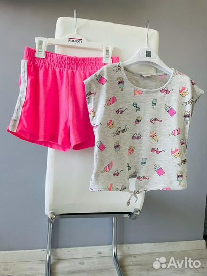 Летний костюм на девочку шорты майка 122 128 (7-8)