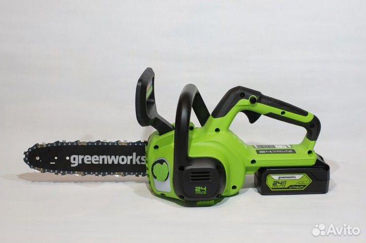 Пила цепная акк. greenworks G24CS25K2, 24V, 25см