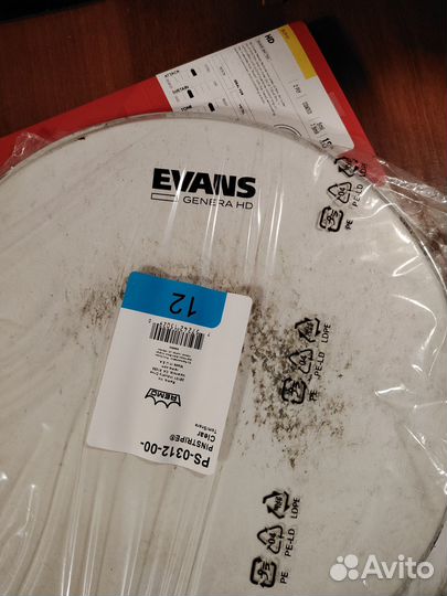 Пластик на малый барабан evans 12 дюймов, 2 пласти