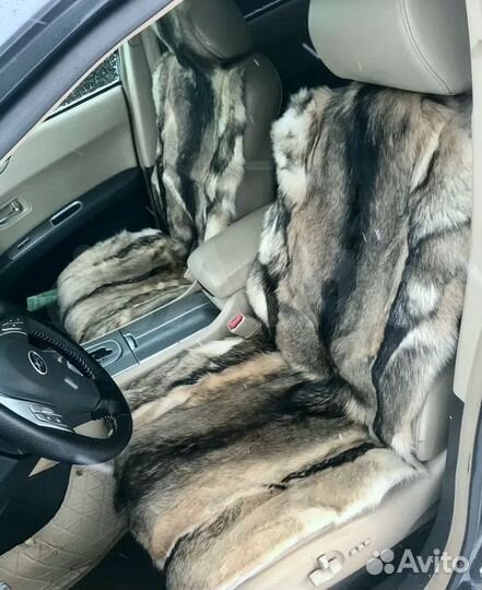 Меховые накидки комплект в машину волк