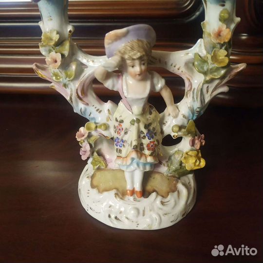 Антикварные фарфоровые подсвечники Германия 19 век