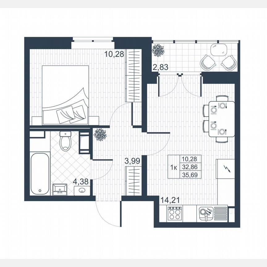 1-к. квартира, 34,3 м², 7/8 эт.