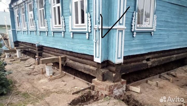 Ремонт фундамента замена венцов подьем дома 001