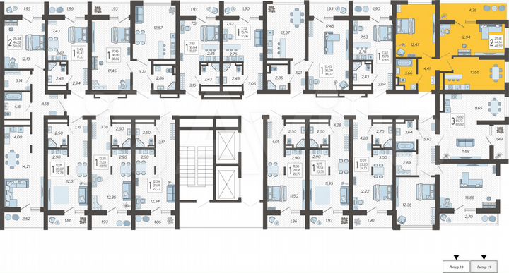 2-к. квартира, 48,5 м², 9/19 эт.
