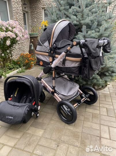 Коляска Люксмам модель 510 (черная на зол. )