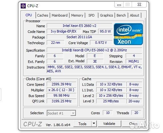 10- ядер 2660v2 c материнкой 2011 и 16гб Samsung