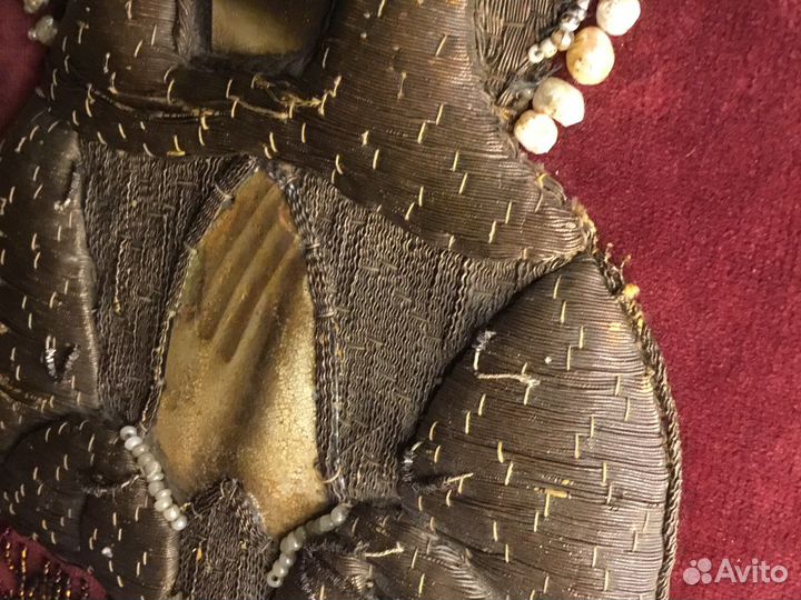 Старинная Икона шитьё Умиление