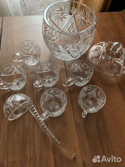 Крюшонница, компотница, набор для пунша. Хрусталь