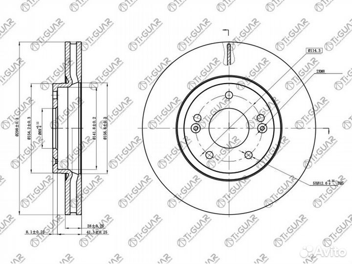 Диск тормозной TG-51712-2B000/RN2287V*TI-guar H